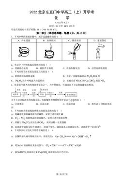 2022北京东直门中学高三（上）开学考化学-试题