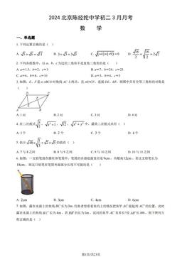 2024北京陈经纶中学初二3月月考数学（教师版）-答案