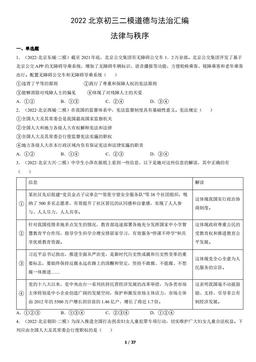 2022北京初三二模道德与法治汇编：法律与秩序-答案