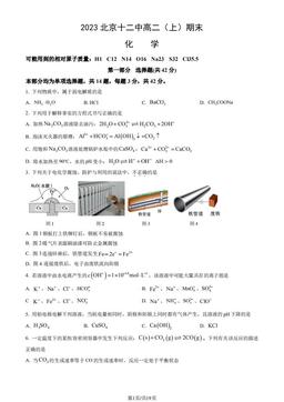 2023北京十二中高二（上）期末化学（教师版）-答案