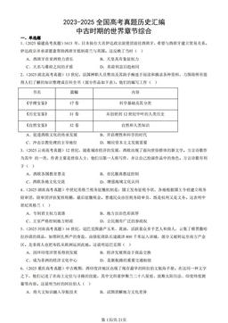 2023-2025全国高考真题历史汇编：中古时期的世界章节综合-答案