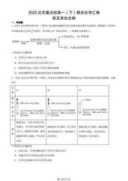 2025北京重点校高一（下）期末化学汇编：铁及其化合物-答案