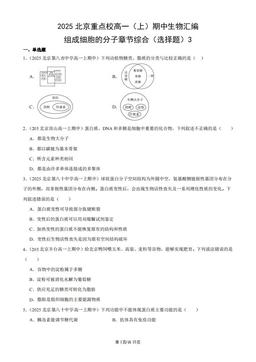 2025北京重点校高一（上）期中生物汇编：组成细胞的分子章节综合（选择题）3-答案