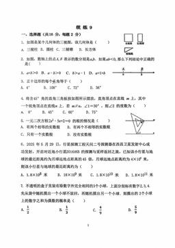 2026北京北师大附中初三（下）统练九数学-试题