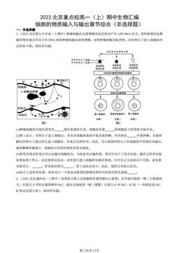 2023北京重点校高一（上）期中生物汇编：细胞的物质输入与输出章节综合（非选择题）-答案
