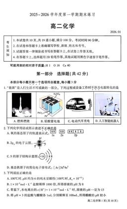 2026北京大兴一中高二（上）期末化学-答案