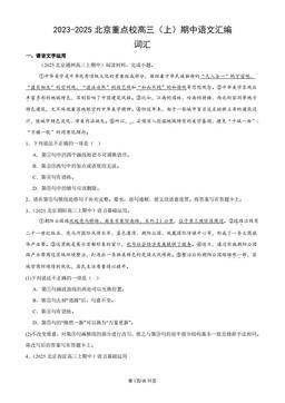 2023-2025北京重点校高三（上）期中语文汇编：词汇-答案