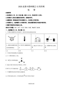 2025北京十四中高三12月月考化学（教师版）-答案