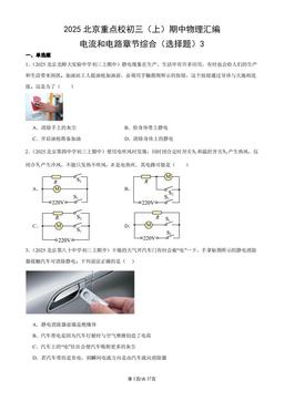 2025北京重点校初三（上）期中物理汇编：电流和电路章节综合（选择题）3-答案