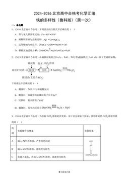2024-2026北京高中合格考化学汇编：铁的多样性（鲁科版）（第一次）-答案