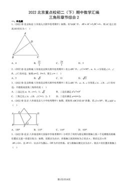 2022北京重点校初二（下）期中数学汇编：三角形章节综合2-答案