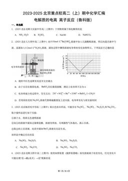 2023-2025北京重点校高二（上）期中化学汇编：电解质的电离_离子反应（鲁科版）-答案