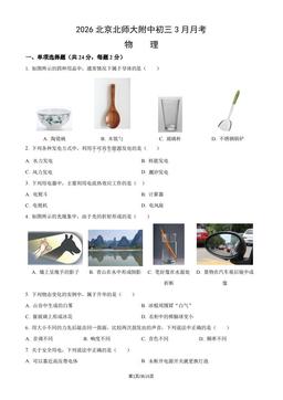 2026北京北师大附中初三3月月考物理（教师版）-答案