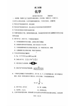 2026北京清华附中高三4月月考化学-试题