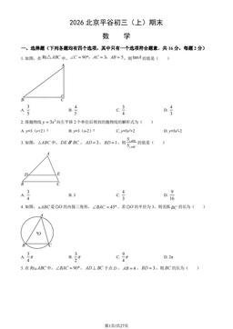 2026北京平谷初三（上）期末数学（教师版）-答案
