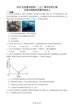 2022北京重点校高一（上）期中化学汇编：元素与物质世界章节综合6-答案