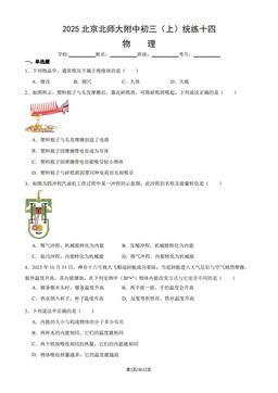 2025北京北师大附中初三（上）统练十四物理 (教师版)-答案