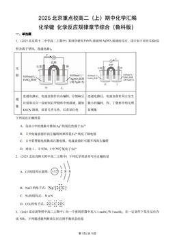 2025北京重点校高二（上）期中化学汇编：化学键_化学反应规律章节综合（鲁科版）-答案