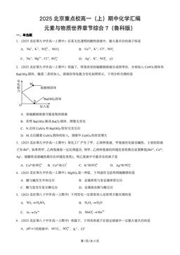 2025北京重点校高一（上）期中化学汇编：元素与物质世界章节综合7（鲁科版）-答案