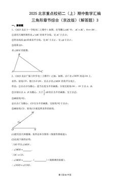 2025北京重点校初二（上）期中数学汇编：三角形章节综合（京改版）（解答题）3-答案