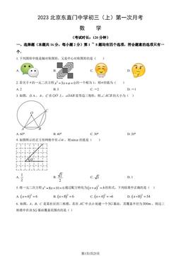 2023北京东直门中学初三（上）第一次月考数学（教师版）-答案
