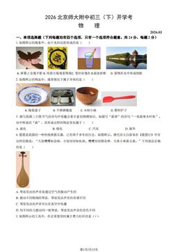 2026北京师大附中初三（下）开学考物理（教师版）-答案