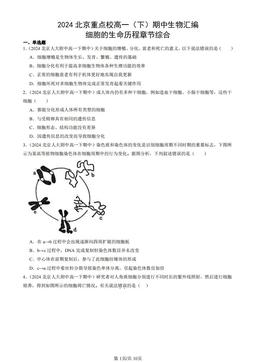 2024北京重点校高一（下）期中生物汇编：细胞的生命历程章节综合-答案