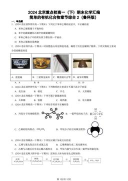 2024北京重点校高一（下）期末化学汇编：简单的有机化合物章节综合2（鲁科版）-答案