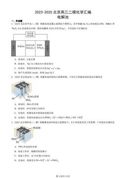 2023-2025北京高三二模化学汇编：电解池-答案