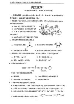 2024北京四中高三12月月考化学-答案