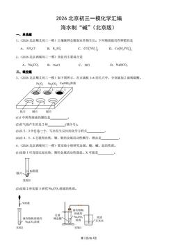2026北京初三一模化学汇编：海水制“碱”（北京版）-答案