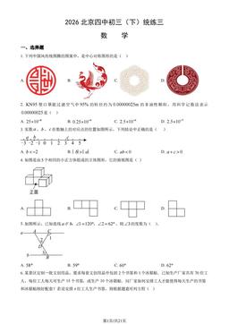 2026北京四中初三（下）统练三数学（教师版）-答案
