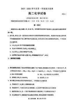 2026北京朝阳高二（上）期末化学-试题