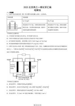 2023北京高三一模化学汇编：电解池-答案