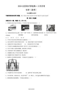 2024北京育才学校高一3月月考化学（选考）（教师版）-答案