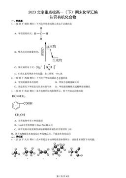 2023北京重点校高一（下）期末化学汇编：认识有机化合物-答案