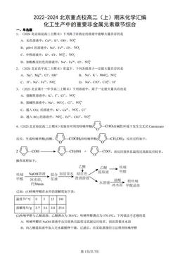 2022-2024北京重点校高二（上）期末化学汇编：化工生产中的重要非金属元素章节综合-答案