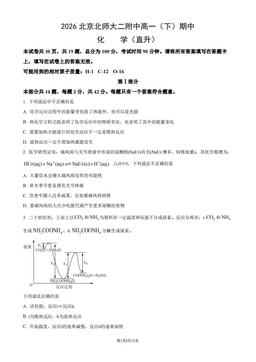 2026北京北师大二附中高一（下）期中化学（直升）（教师版）-答案