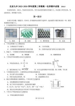 2024北京九中高一（下）期中化学-答案
