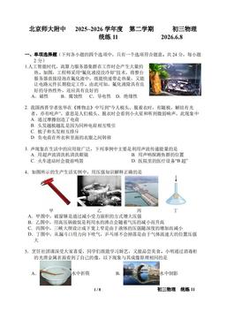 2026北京北师大附中初三（下）统练十一物理（教师版）-答案