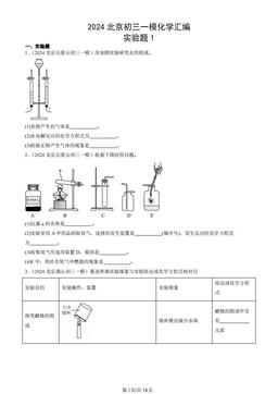 2024北京初三一模化学汇编：实验题1-答案