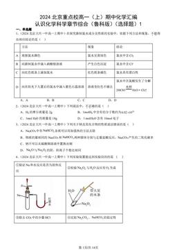 2024北京重点校高一（上）期中化学汇编：认识化学科学章节综合（鲁科版）（选择题）1-答案