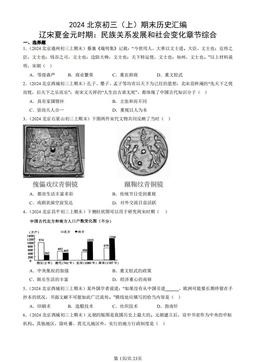 2024北京初三（上）期末历史汇编：辽宋夏金元时期：民族关系发展和社会变化章节综合-答案