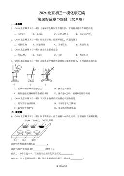 2026北京初三一模化学汇编：常见的盐章节综合（北京版）-答案