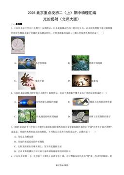 2025北京重点校初二（上）期中物理汇编：光的反射（北师大版）-答案
