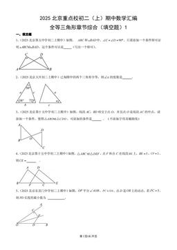 2025北京重点校初二（上）期中数学汇编：全等三角形章节综合（填空题）1-答案