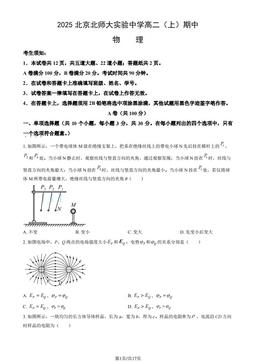 2025北京北师大实验中学高二（上）期中物理（教师版）-答案
