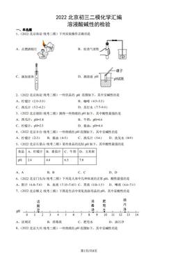 2022北京初三二模化学汇编：溶液酸碱性的检验-答案