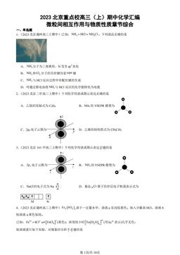 2023北京重点校高三（上）期中化学汇编：微粒间相互作用与物质性质章节综合-答案