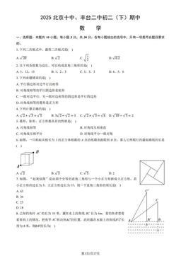 2025北京十中、丰台二中初二（下）期中数学 (教师版)-答案